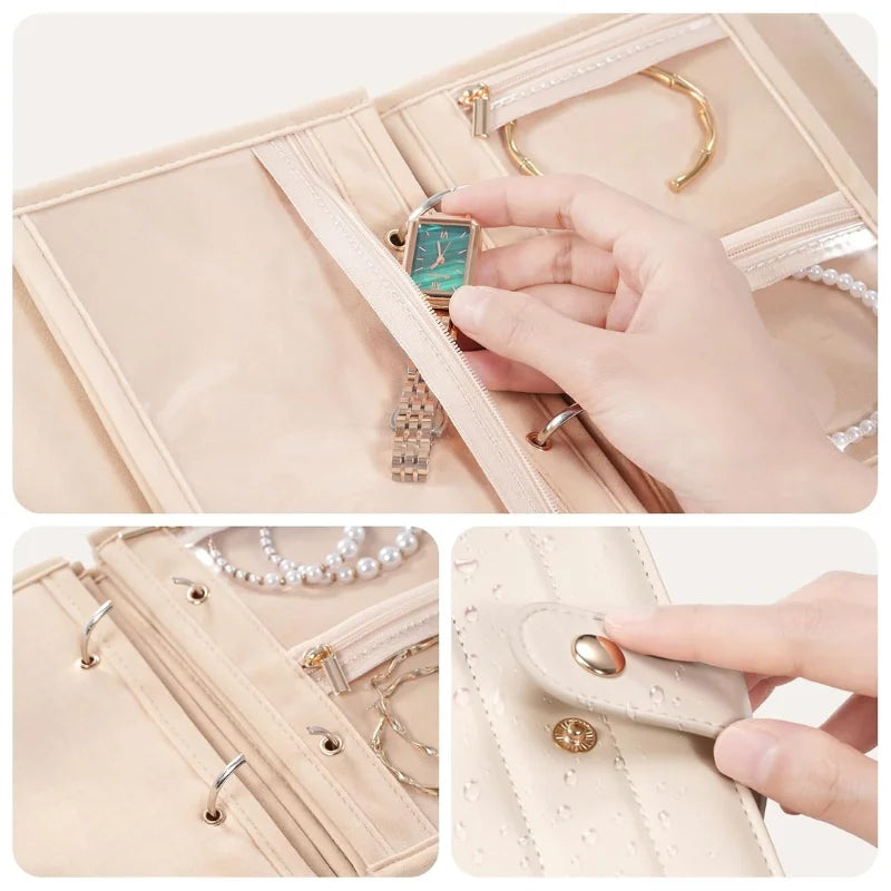 Organizator Bijuterii Portabil Tip Carte cu Compartimente Ajustabile