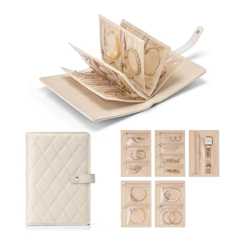 Organizator Bijuterii Portabil Tip Carte cu Compartimente Ajustabile