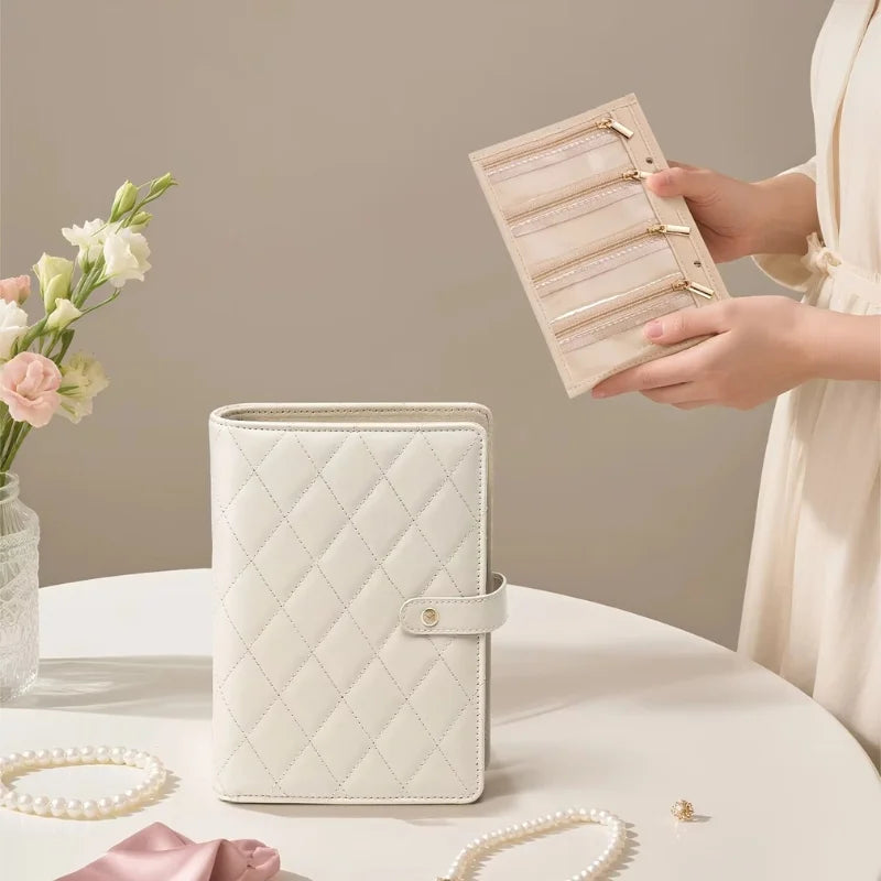 Organizator Bijuterii Portabil Tip Carte cu Compartimente Ajustabile